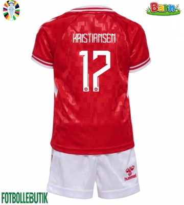 Danmark Victor Kristiansen #17 Hemmaställ Barn EM 2024 Kortärmad (+ Korta byxor)